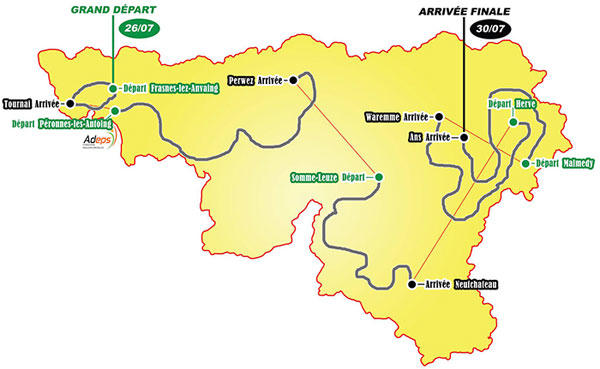 2014 Tour de Wallonie map